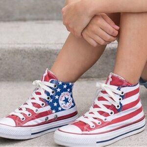 Converse Chuck Taylor All Star High Top Sneakers Kids USA Flag size 13
